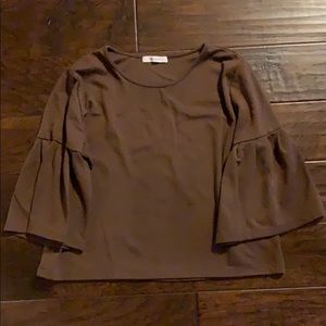 Brown bell sleeve shirt